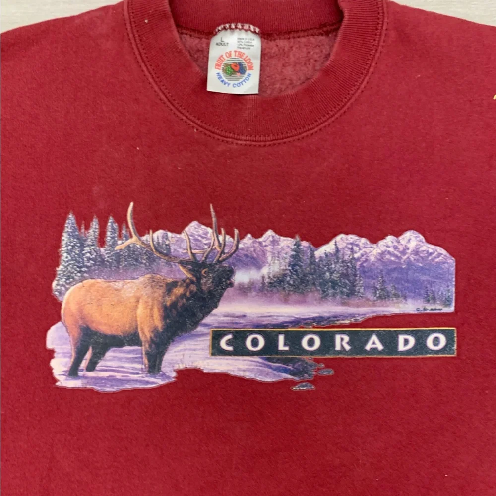 Vintage 90s Colorado Elk Crew Neck‎ Sweatshirt Size L Fruit Of The Loom
